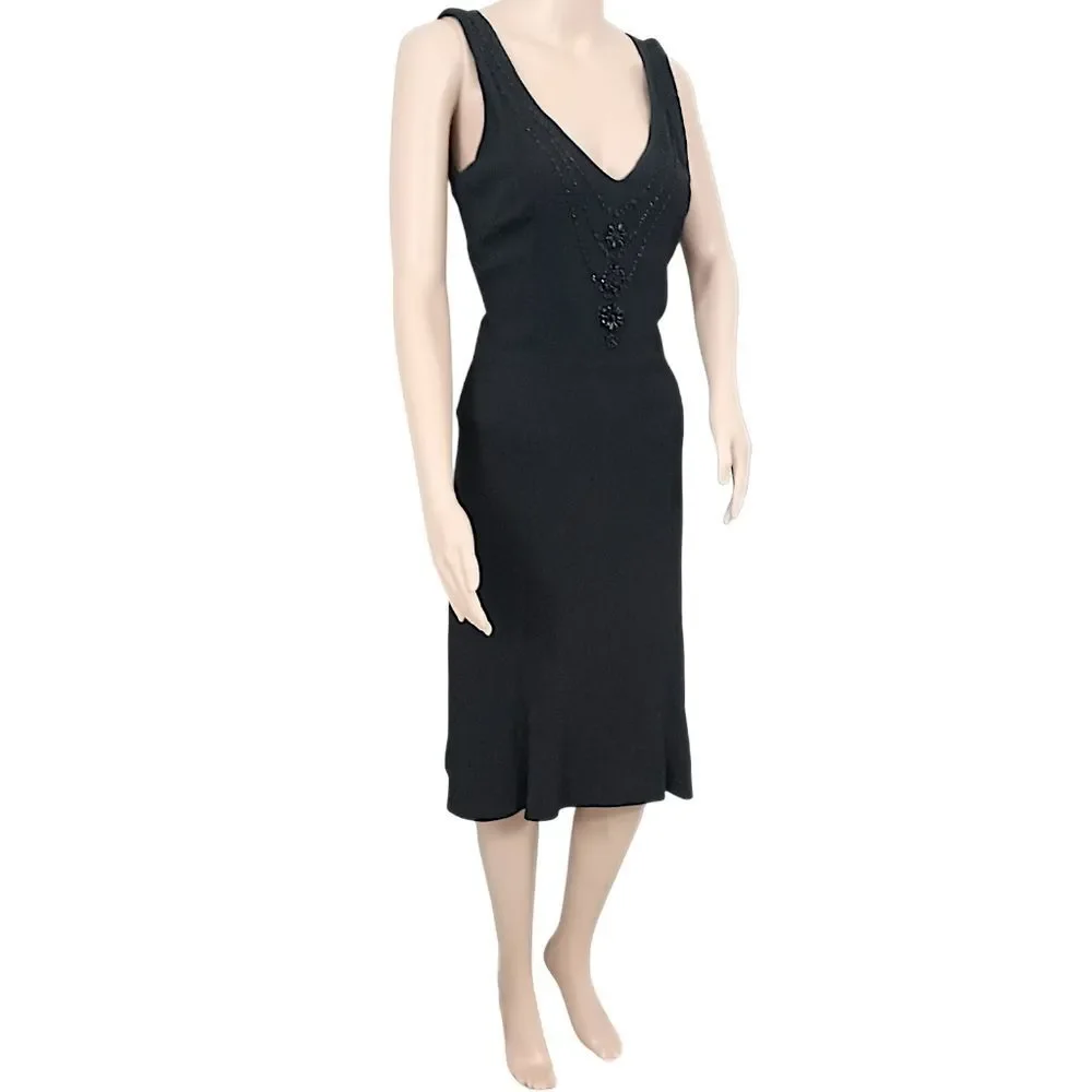 Moschino Beaded Party Dress Sz 6‎ S Cheap Chic Black Drop Waist Elegant LBD READ - Picture 6 of 16